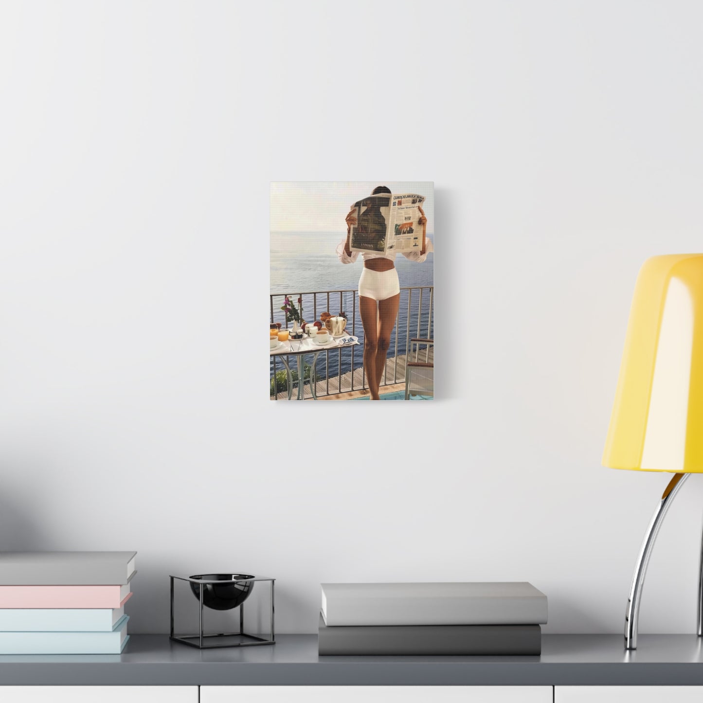 Woman Reading Newspaper Canvas Print